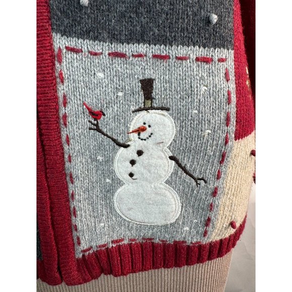 Croft and Barrow Snowman Ugly Christmas Sweater Medium Red Snowman Acrylic Blend - Picture 11 of 16